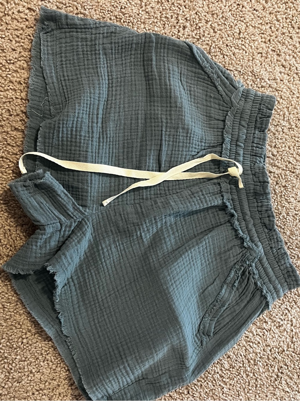 Women's Cotton Gauze Drawstring Shorts — Slate Blue size S NWOT